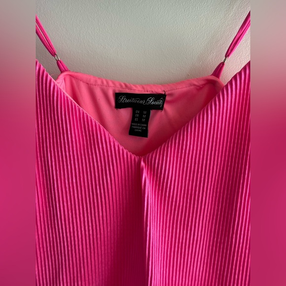 Satin Pleated Layered Mini Dress in Pink - Picture 4 of 4